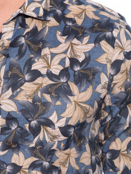 OVER-D Linen shirt OM636CM Floral - Blue - Oil OVER-D - 5