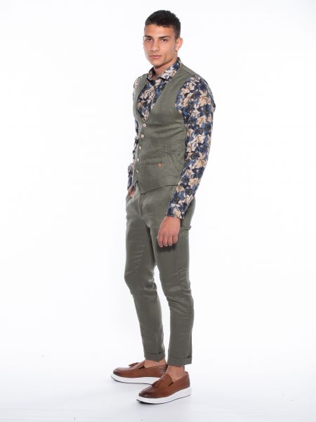 OVER-D Γιλέκο λινό OM566GL Λαδί OVER-D - 7