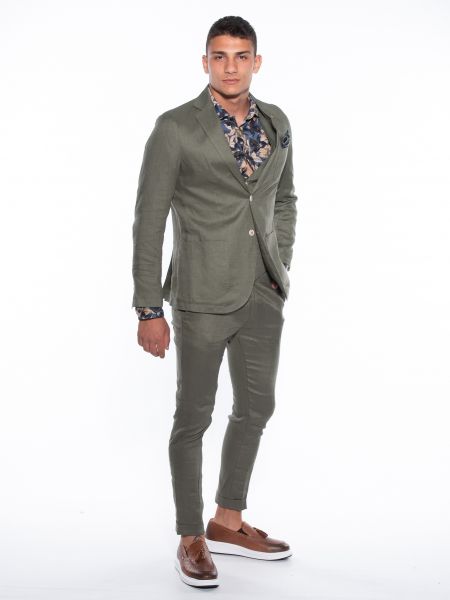 OVER-D Γιλέκο λινό OM566GL Λαδί OVER-D - 8