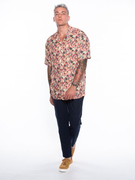 19 ATHENS Short sleeve shirt K21-1011 Beige - Red NINETEEN - 6