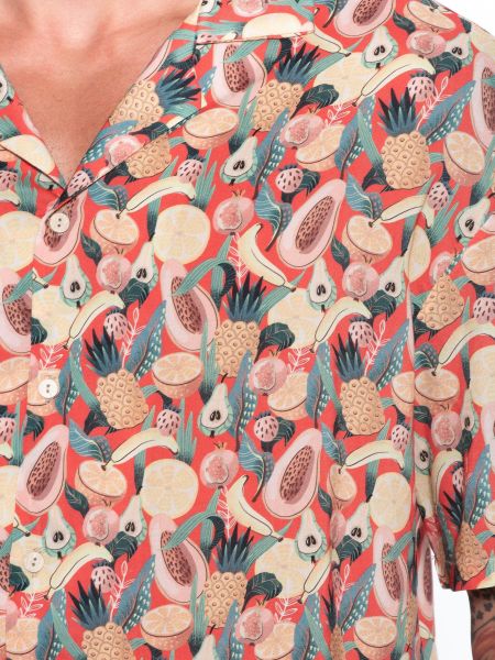 19 ATHENS Short sleeve shirt K21-1011 Beige - Red NINETEEN - 5