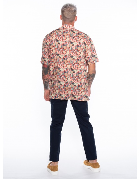 19 ATHENS Short sleeve shirt K21-1011 Beige - Red NINETEEN - 7