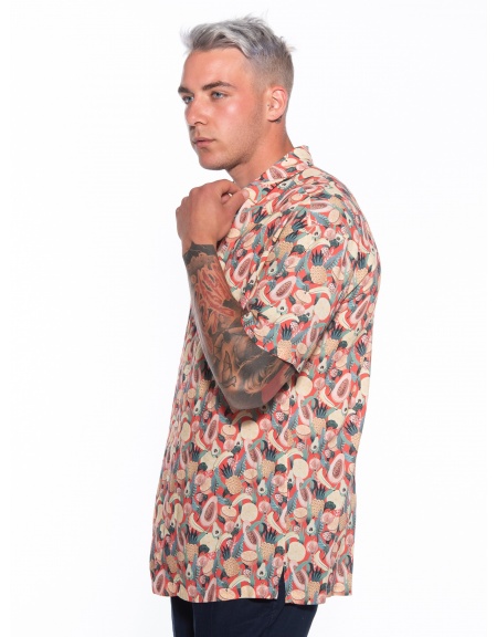 19 ATHENS Short sleeve shirt K21-1011 Beige - Red NINETEEN - 4