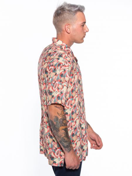 19 ATHENS Short sleeve shirt K21-1011 Beige - Red NINETEEN - 3