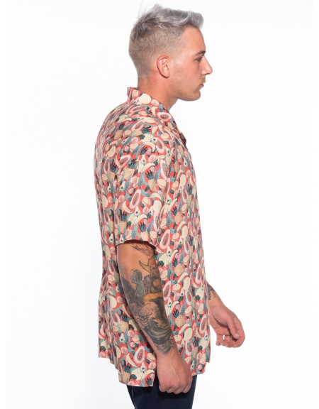 19 ATHENS Short sleeve shirt K21-1011 Beige - Red NINETEEN - 3