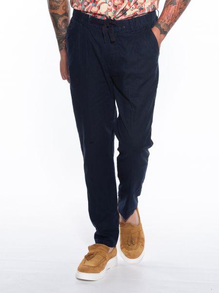 OVER-D Παντελόνι Chino λινό OM623PN Μπλε OVER-D - 1