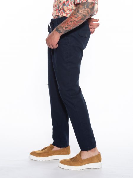 OVER-D Παντελόνι Chino λινό OM623PN Μπλε OVER-D - 4