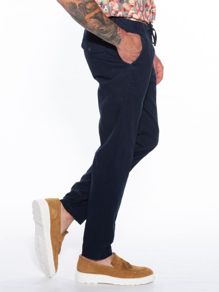 OVER-D Παντελόνι Chino λινό OM623PN Μπλε OVER-D - 3
