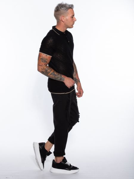 OVER-D Polo νημάτινο OM789MG Μαύρο OVER-D - 9