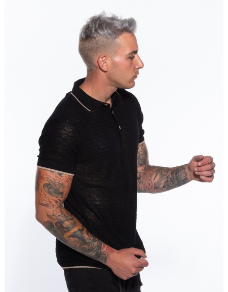 OVER-D Polo νημάτινο OM789MG Μαύρο OVER-D - 4
