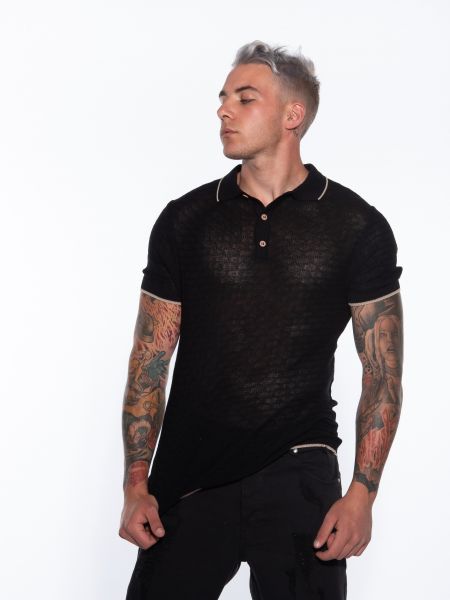 OVER-D Polo νημάτινο OM789MG Μαύρο OVER-D - 11