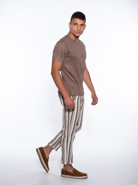 OVER-D T-shirt λινό OM804TS Καφέ OVER-D - 8