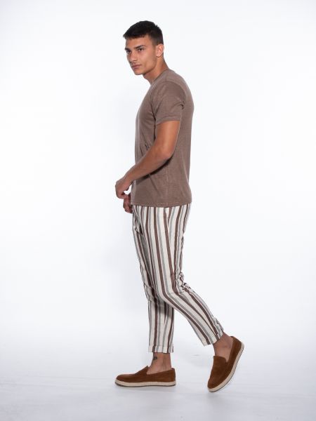 OVER-D T-shirt λινό OM804TS Καφέ OVER-D - 9