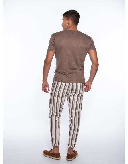 OVER-D T-shirt λινό OM804TS Καφέ OVER-D - 7