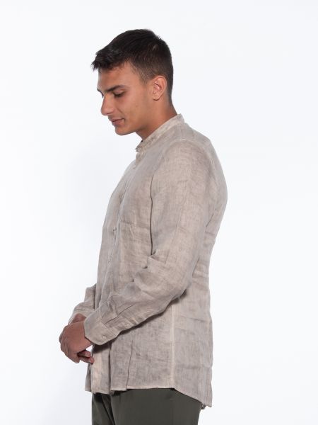 OVER-D Πουκάμισο λινό OM352CM Μπεζ OVER-D - 4