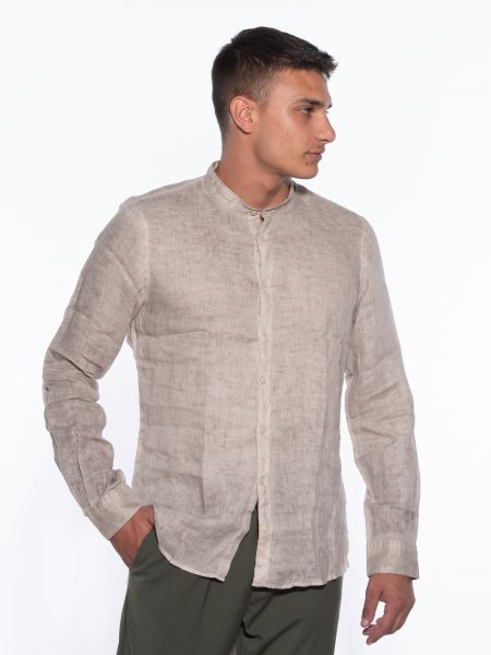 OVER-D Πουκάμισο λινό OM352CM Μπεζ OVER-D - 1