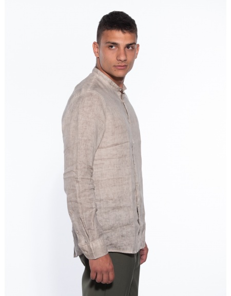 OVER-D Πουκάμισο λινό OM352CM Μπεζ OVER-D - 3