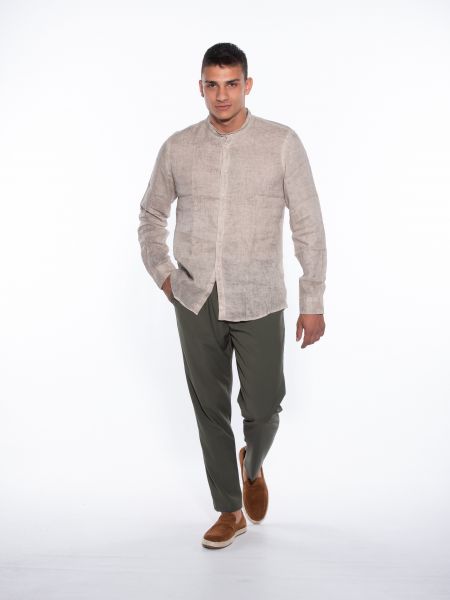 OVER-D Πουκάμισο λινό OM352CM Μπεζ OVER-D - 6