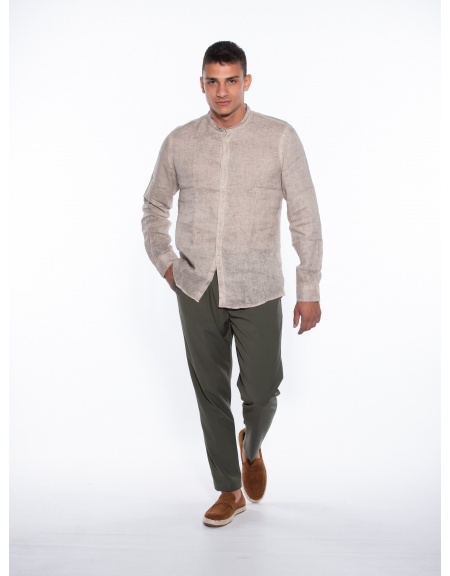 OVER-D Πουκάμισο λινό OM352CM Μπεζ OVER-D - 6