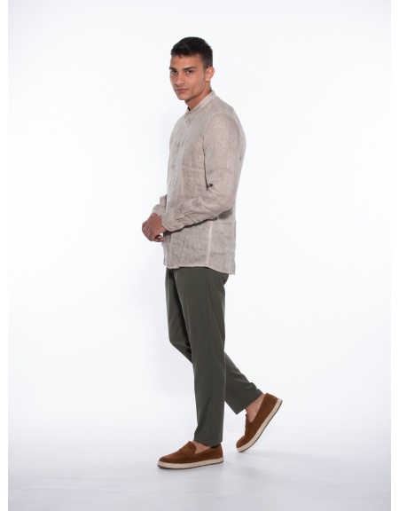 OVER-D Πουκάμισο λινό OM352CM Μπεζ OVER-D - 9