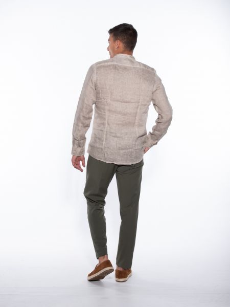 OVER-D Πουκάμισο λινό OM352CM Μπεζ OVER-D - 7