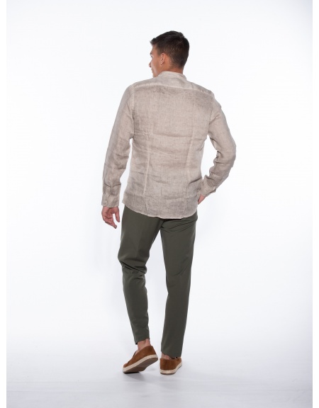 OVER-D Πουκάμισο λινό OM352CM Μπεζ OVER-D - 7