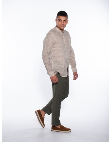 OVER-D Πουκάμισο λινό OM352CM Μπεζ OVER-D - 8