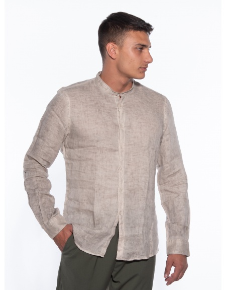 OVER-D Πουκάμισο λινό OM352CM Μπεζ OVER-D - 10