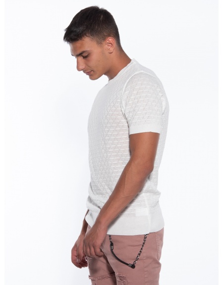 OVER-D T-shirt νημάτινο OM779MG Εκρού OVER-D - 4