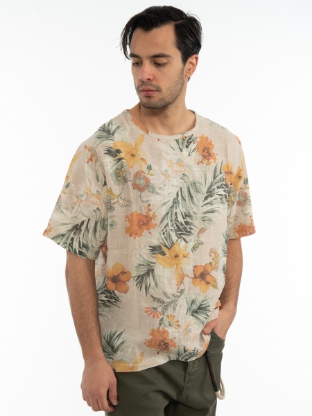 XAGON MAN T-shirt 2V56600 Floral - Μπεζ XAGON MAN - 3