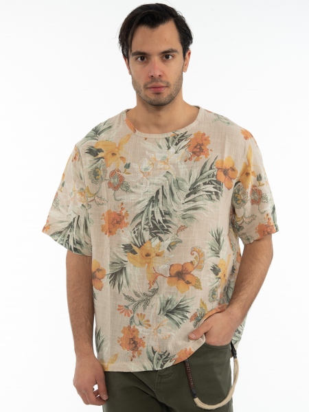 XAGON MAN T-shirt 2V56600 Floral - Μπεζ XAGON MAN - 1