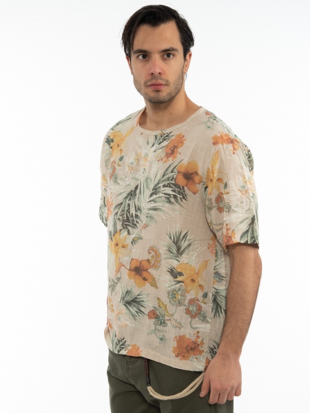 XAGON MAN T-shirt 2V56600 Floral - Beige XAGON MAN - 4