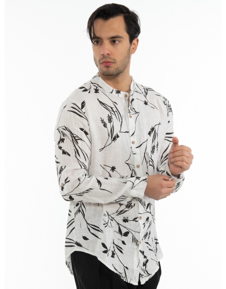 XAGON MAN Mao linen shirt 2V9656D White XAGON MAN - 3