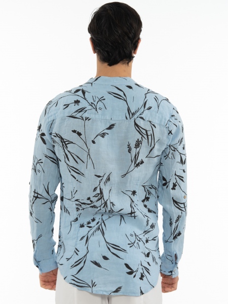 XAGON MAN Mao linen shirt 2V9656D Light blue XAGON MAN - 2
