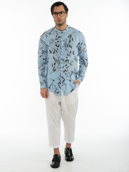 XAGON MAN Mao linen shirt 2V9656D Light blue XAGON MAN - 7