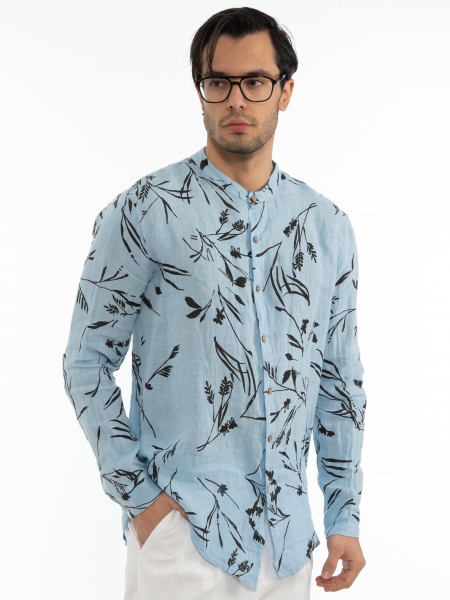 XAGON MAN Mao linen shirt 2V9656D Light blue XAGON MAN - 4