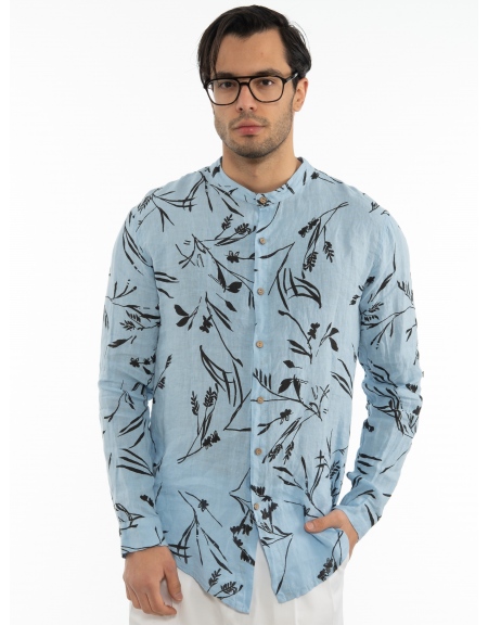 XAGON MAN Mao linen shirt 2V9656D Light blue XAGON MAN - 9