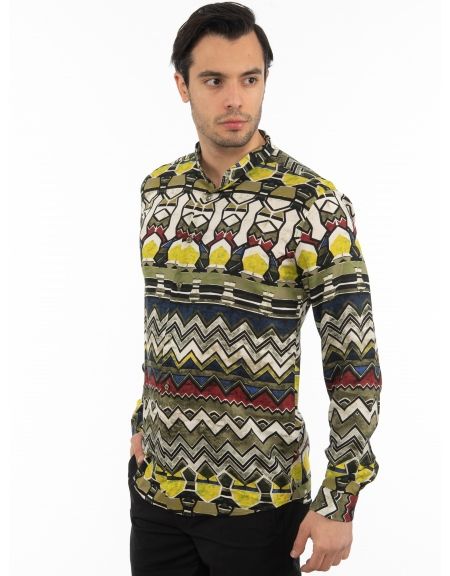 OVER-D Mao shirt OT1F2W1C16 Printed - Oil - Ecru OVER-D - 4