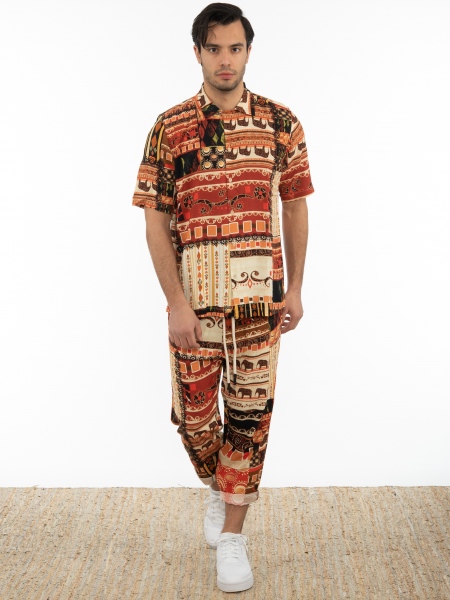 XAGON MAN Short Sleeve Shirt 2PGREE4 Printed - Brown XAGON MAN - 5