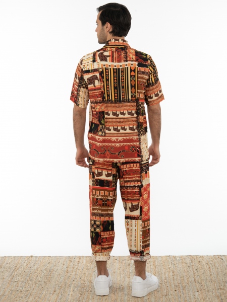 XAGON MAN Short Sleeve Shirt 2PGREE4 Printed - Brown XAGON MAN - 7