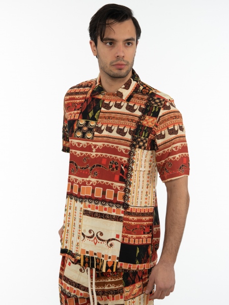 XAGON MAN Short Sleeve Shirt 2PGREE4 Printed - Brown XAGON MAN - 4