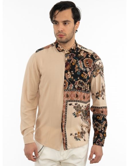 OVER-D Πουκάμισο OT1F2W1C13 Εμπριμέ - Μπεζ OVER-D - 5