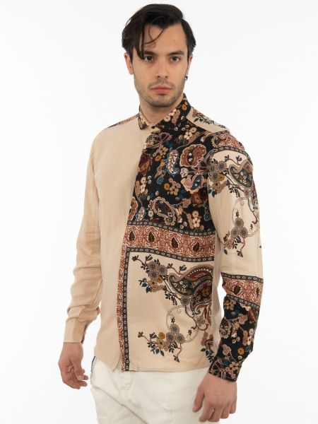 OVER-D Πουκάμισο OT1F2W1C13 Εμπριμέ - Μπεζ OVER-D - 4