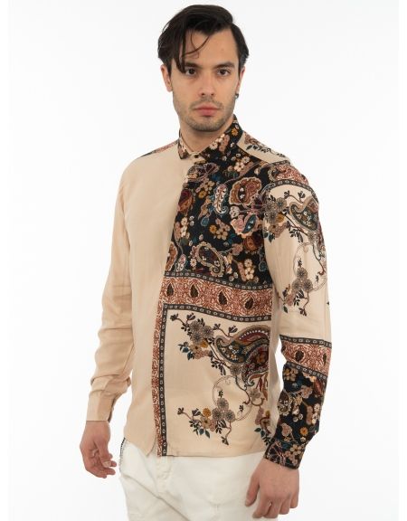 OVER-D Πουκάμισο OT1F2W1C13 Εμπριμέ - Μπεζ OVER-D - 4