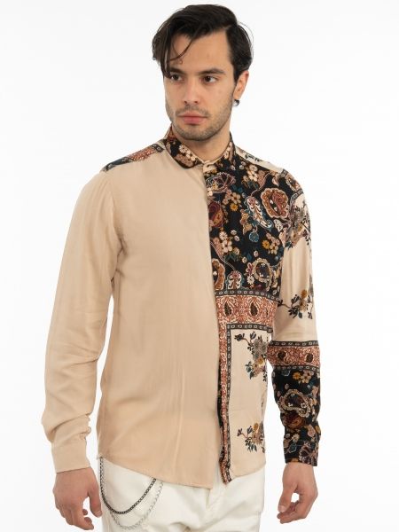 OVER-D Πουκάμισο OT1F2W1C13 Εμπριμέ - Μπεζ OVER-D - 3