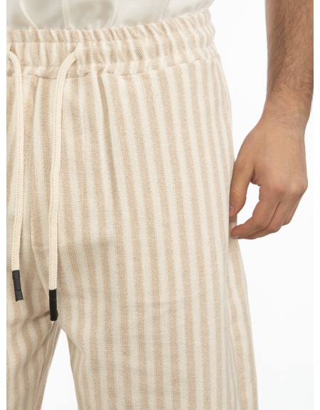 XAGON MAN Striped Bermuda shorts 2ZX0057 Ecru - Beige XAGON MAN - 5