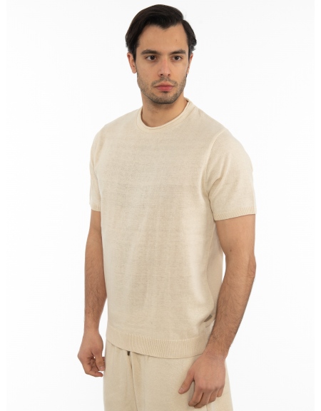 OVER-D T-shirt νημάτινο OT1S2S2M07 Μπεζ OVER-D - 4