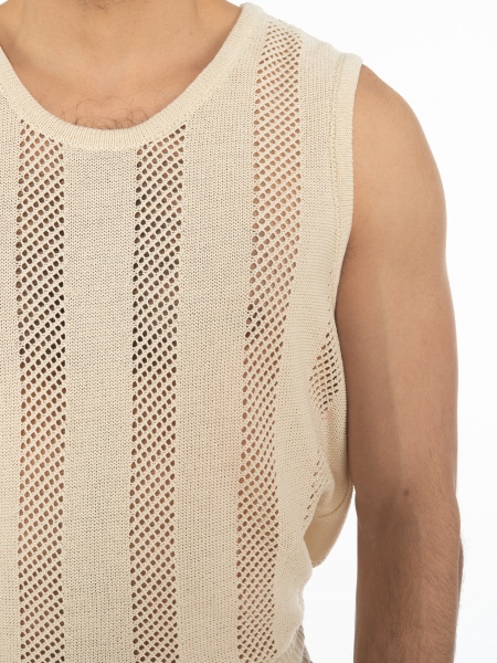 XAGON MAN Μπλούζα νημάτινη αμάνικη 2Z22704 Μπεζ XAGON MAN - 5