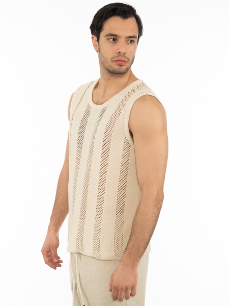 XAGON MAN Μπλούζα νημάτινη αμάνικη 2Z22704 Μπεζ XAGON MAN - 4