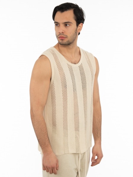 XAGON MAN Μπλούζα νημάτινη αμάνικη 2Z22704 Μπεζ XAGON MAN - 3